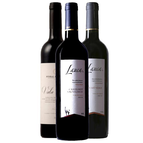 Vinho Tinto Lauca Wines Cabernet Sauvignon + Vinho Tinto Lauca Wines Carmenere + Vinho Tinto Vala Real Pinhal da Torre