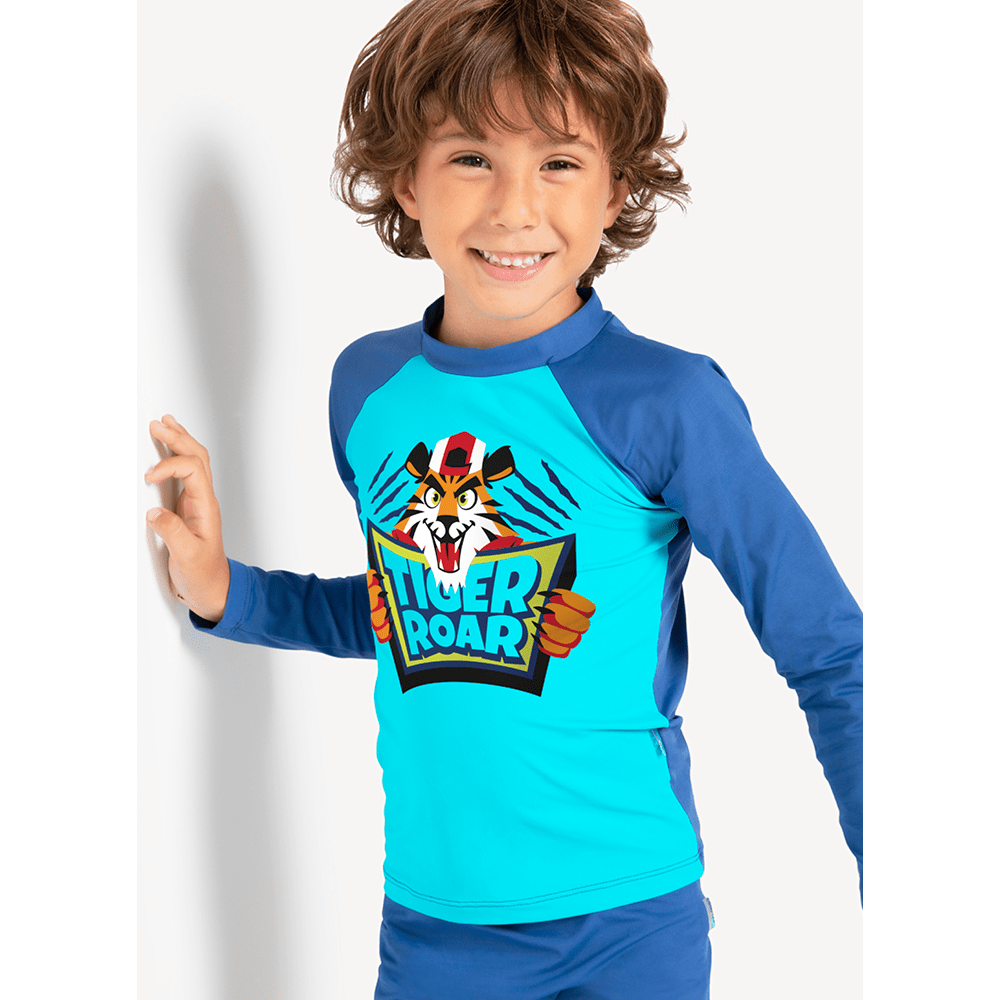 Camiseta Puket Com Proteção Solar Menino Tigre Roar