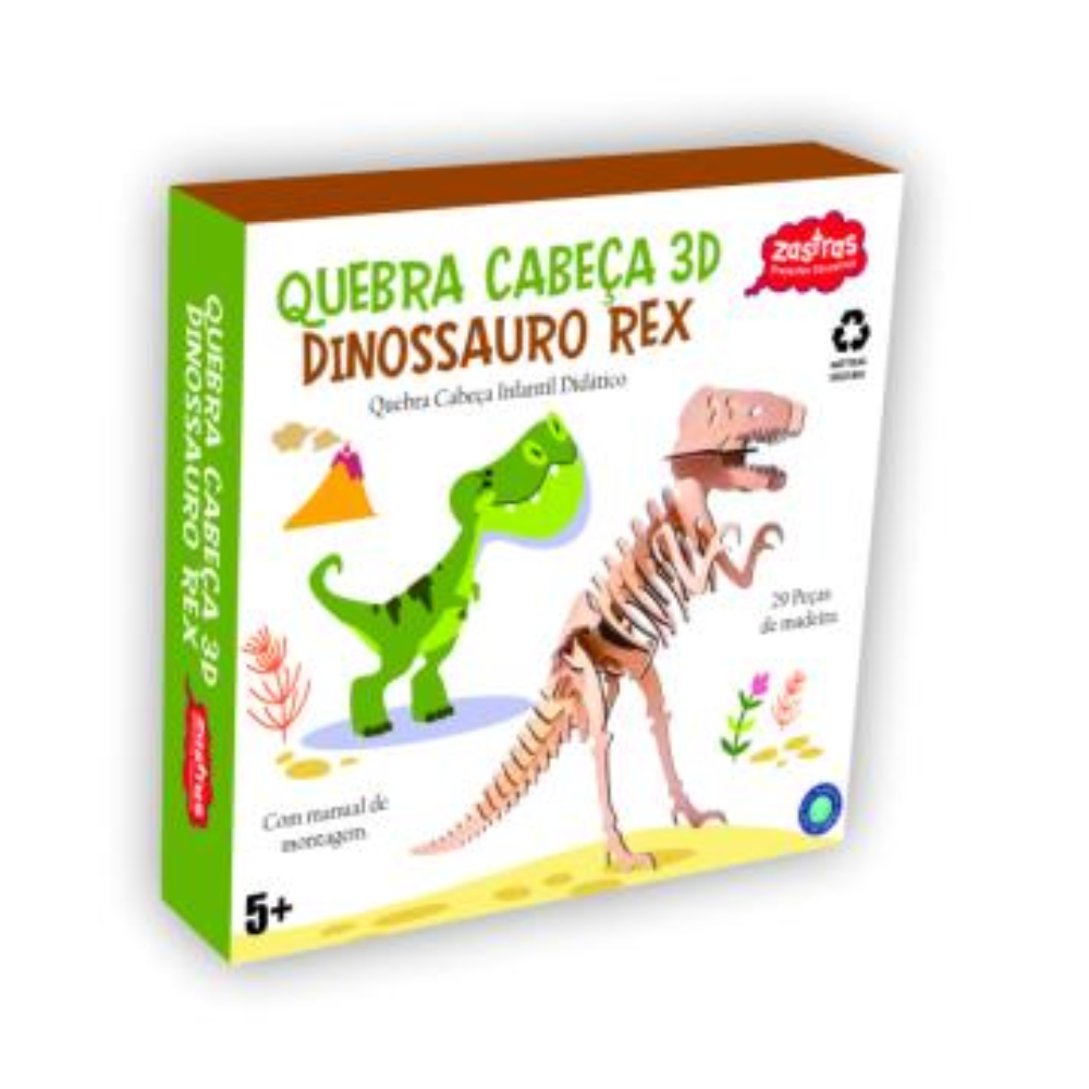 Quebra-Cabeça Zastras Brinquedos Dinossauro Rex 3D