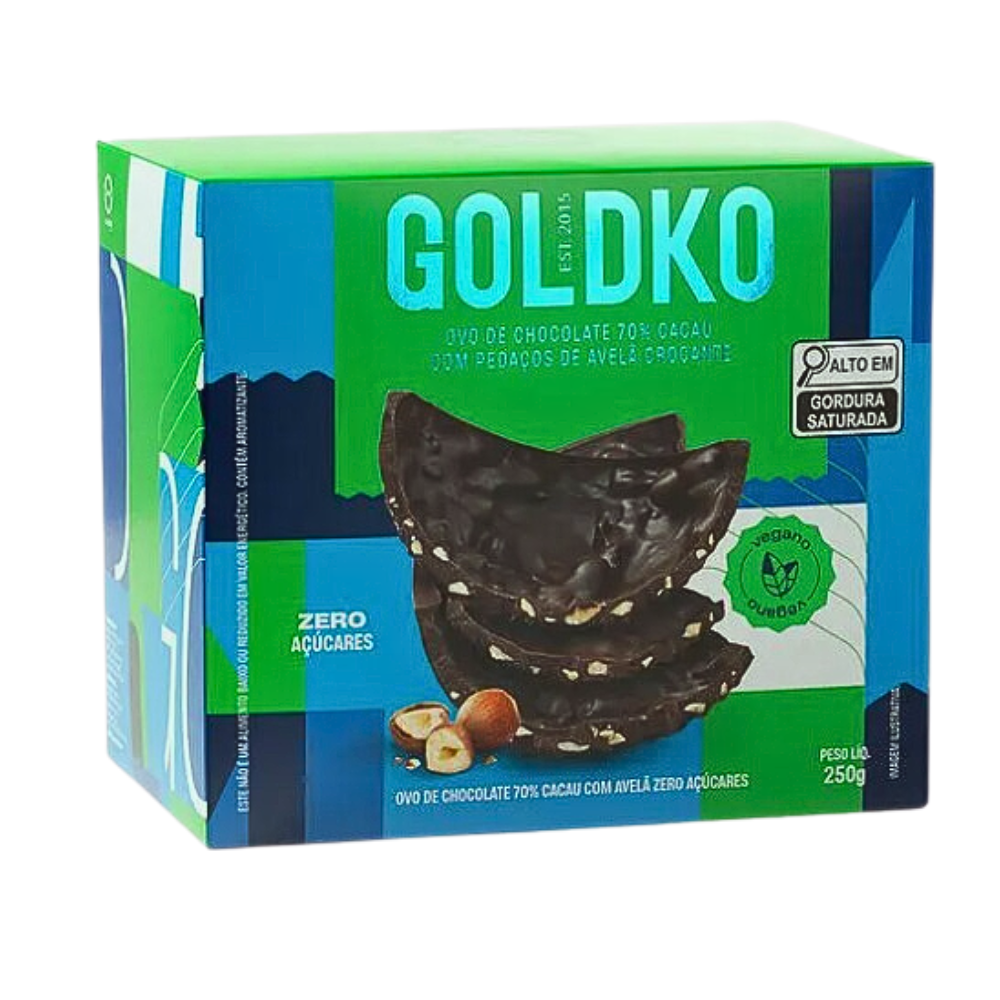 Ovo de Chocolate GoldKo 70% Cacau Com Avelã 250g